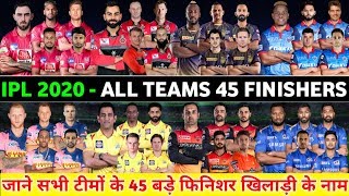 IPL 2020 Finishers : Final List Of 45 Big Finishers Of All 8 IPL Teams For 2020 | IPL 2020 SAUAD