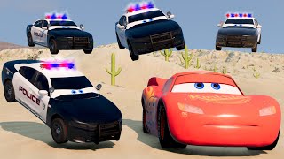 Epic Lightning Mcqueen Police Chase and Car Crashes | BeamNG.Drive