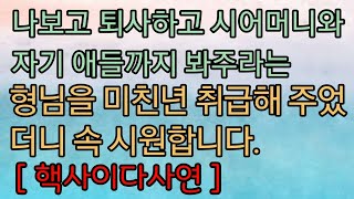 [사이다사연] 나보고 퇴사하고 시어머니와 자기 자식들까지 챙기라던 형님... 제가 바보인가요? 사이다썰 미즈넷사연 응징사연 반전사연 참교육사연 라디오사연 핵사이다사연 레전드사연