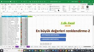 Excel 1 Dakika - En Büyük Değerleri Gösterme - Simgeler