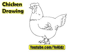 How to draw a CHICKEN for kids