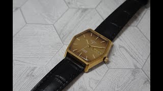 c1976 Rotary Day Date men's vintage watch with hexagonal case and ETA automatic movement