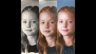 1 of 3, Portrait painting tutorial, grisaille technique, real time, glazing oil painting, SUBTITLES
