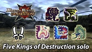 MHGen | The Five Kings of Destruction solo (Adept Dual Blades) - 39'44