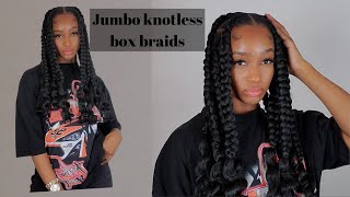 easy jumbo knotless box braids with curly ends