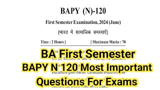 Uou BA First Semester Bapy n 120 Question Paper | Uou Bapy n 120 Question Paper | Uou Bapy n 120