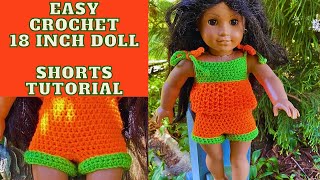 Easy Crochet Shorts Pattern Tutorial for 18 Inch Dolls like American Girl