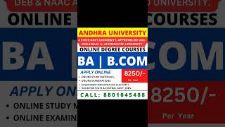 Andhra University online Degree Apply Online B.A, B.Com at 8250/- per year #opendegree #shorts