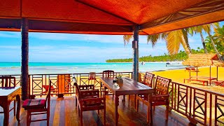 Caribbean Coffee Shop Ambience with Relaxing Bossa Nova Music & Ocean Waves Sounds for Stress Relief