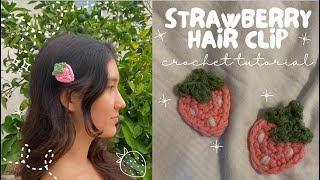 ♡crochet strawberry hair clip (FAST AND SIMPLE PROJECT)♡