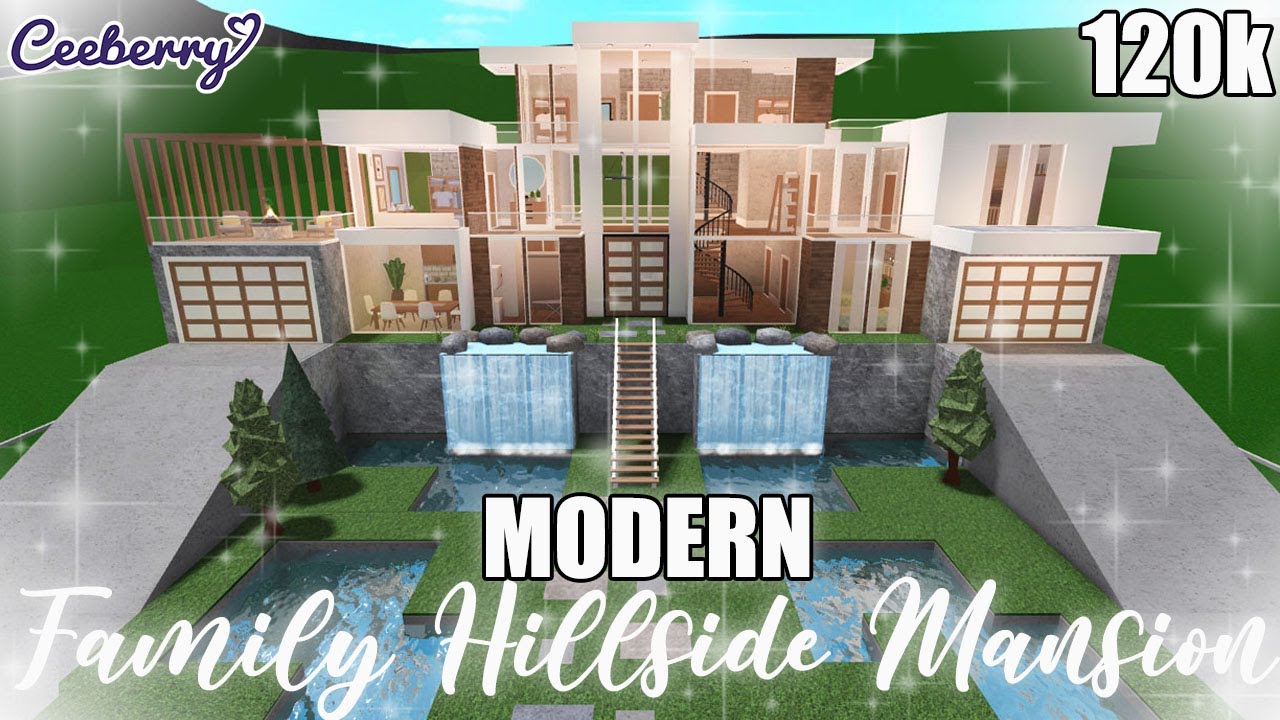 Bloxburg | Modern Hillside Mansion 120k No Advanced Placement | Speed ...