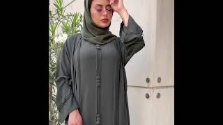 Green Buttoned Colored Abaya