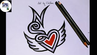 How to draw N❤️S letters with a pencil 2020/N Heart 💓 S/Amazing art N Heart 💓 S.. Easily best NS art