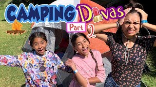 Camping Divas Pt 2 - Camp 24 Hours Challenge - Family Fun : Vlog It // GEM Sisters