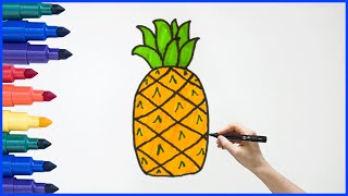how to draw pineapple fruit for kids | draw pineapple | drawing