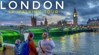 LONDON 4K HDR Walking Tour with Captions & Immersive Sound | London Sunset Walk Westminster to Soho