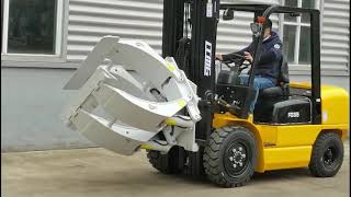 LTMG 3.5 ton diesel forklift equip paper roll clamp video！