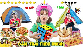 Thử Thách Cắm Trại Theo RUBIK 3X3 1 Sao Với 10 Sao  | Cắm Trại 1k VS 1 Triệu - Hà Sam