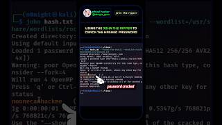 Using John The Ripper to crack Hashed Password #kalilinux #nonightgams #kalilinuxtools #hacker