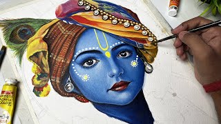 Krishna Drawing,  Acrylic painting Tutorial