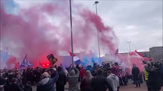 Rangers Fans Outside Ibrox Celebrate Title 55