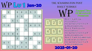 The Washington Post Daily Sudoku 2025-01-20 Level 1