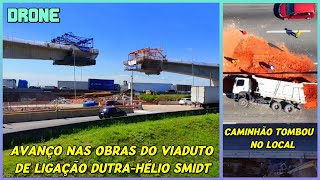 Drone na Via Dutra: Avanço nas obras do viaduto de ligação Dutra-Hélio Smidt - Guarulhos - São Paulo