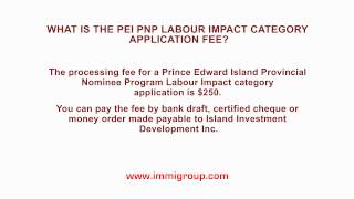 What is the PEI PNP Labour Impact Category application fee?