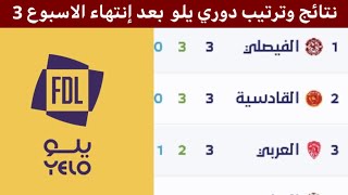 نتائج وترتيب دوري يلو السعودي بعد إنتهاء الجولة 3