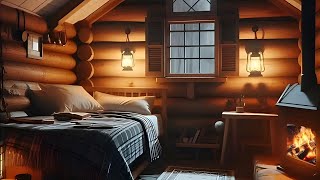 Thunderstorm, Rain & Crackling Fire - Cozy Wooden Cabin, Warm Ambience, Relax & Sleep
