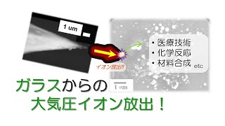 先鋭化したイオン伝導性ガラスからの大気圧イオン放出