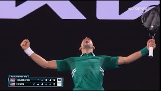 Novak's crazy roar at the end of the match against Fritz