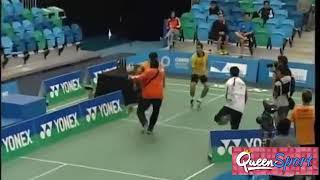 Brutal...!!  Pebulutangkis thailand  berkelahi di arena lapangan (bandminton)