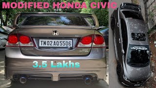 MODIFIED HONDA CIVIC WORTH 3.5 LAKHS..? | FULL SYSTEM SS EXHAUST | SOUND PROOF DAMPING| ARK Diaries