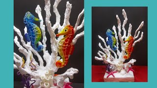 Coral reef decor diy/Cardboard craft ideas for home decor/Coral & Seahorse diy/Cardboard crafts