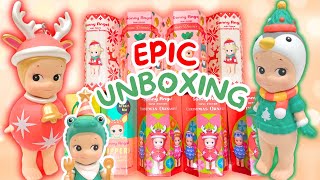 RARE Sonny Angel 👼 Christmas Haul \u0026 Unboxing 🎄 [Dinner + Ornaments blind boxes] Festive Desk Setup❣️