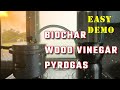 Easy Demo Biochar wood vinegar Pyrogas demo using cooker