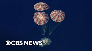 Watch: Artemis II Orion capsule splashing down off California