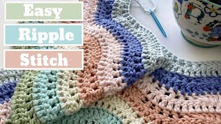 EASY Crochet Ripple Blanket Using a Feather and Fan Stitch