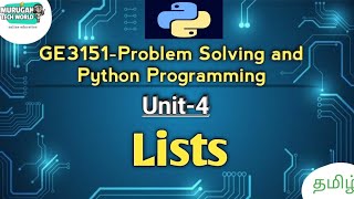 Lists in Problem Solving and Python Programming tamil||GE3151||Python||PSPP.