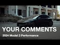 Reading YOUR Comments About my 2024 Tesla Model 3 Performance