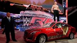 Brock Lesnar Destroys J&J Security 2015 Cadillac Car-WWE RAW 7-6-15 - WWE RAW OMG MOMENT! HD
