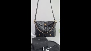 Chanel Supple Twins Hobo Bag Black Large 2024