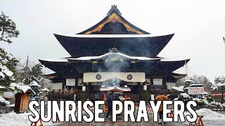 Zenkoji Temple in Winter | Sunrise Morning Prayers | Japan Cheap Food \u0026 Travel