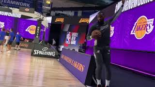 LeBron James Playing Football Pregame | Mavericks vs Lakers | July 23, 2020