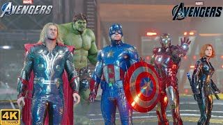 The Avengers vs MODOK with 2012 Avengers MCU Suits - Marvel's Avengers Game (4K