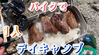 【焼き肉丼】ぼっち1人でデイキャンプしてみた【バイク】