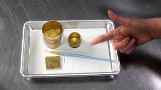 How to Paint Gold on cake with Luster Dust [ Cake Decorating For Beginners ]