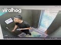 A Man Puzzled by a Double-Door Elevator || ViralHog