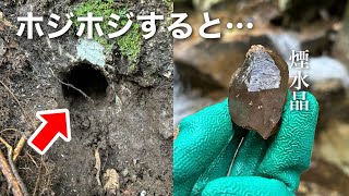 崖の上で謎の穴を発見！ほじったら水晶が出てきた！【鉱石採取】